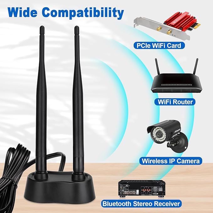 Eightwood 9dBi Dual Band WiFi Antenna 2.4GHz 5GHz RP-SMA WiFi Antennae - Image 6