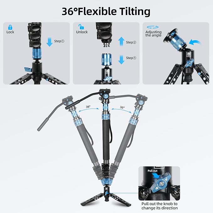 SIRUI P-424FS Carbon Fiber Camera Monopod Kit, 66.3" Heavy Duty Professional - Image 6