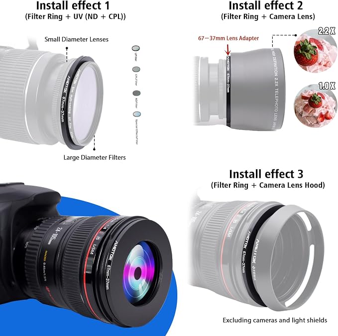 67mm Lens to 37mm Camera Lens Adapter, 67mm to 37mm Filter Step-Down Ring - Image 5
