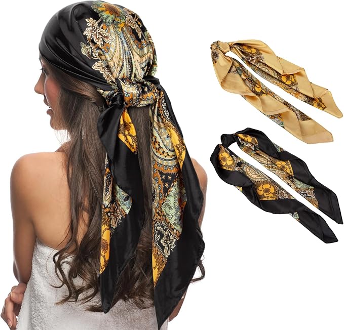 Senker Fashion 35" Head Scarf for Women, Pirate Costume Accessories Silk Red by SenkerFashion