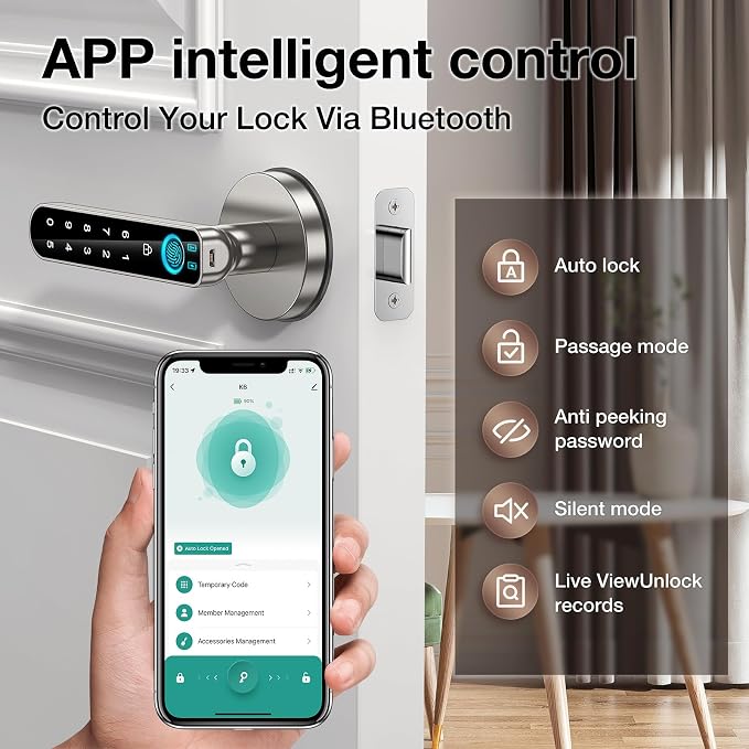 Fingerprint Door Lock-biometric Door Lock-Smart Door knob-with passcode keypad - Image 3