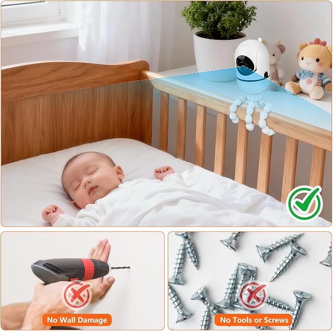Tripod Baby Monitor Mount, Flexible Baby Camera Stand Compatible - Image 5
