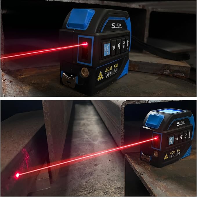 4-in-1 Laser Tape Measure with Laser Level Crosshairs |130ft/40m Laser - Image 5