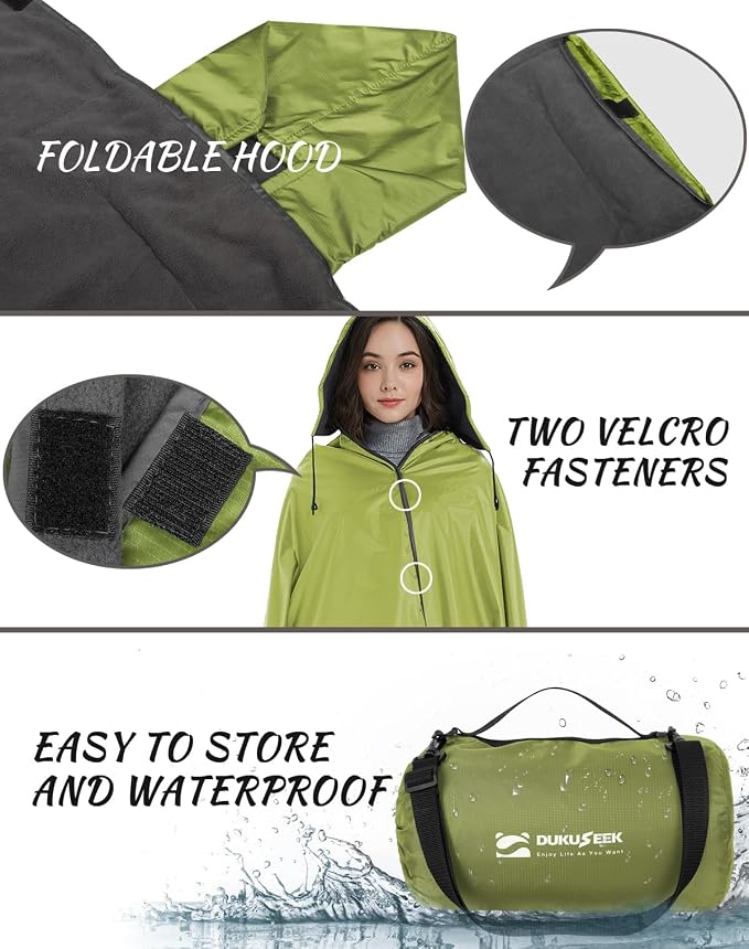 DUKUSEEK Waterproof Blanket Outdoor, Hooded Blanket Poncho - Image 2