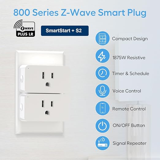 Zwave Plug 800 Series 2 Pack, Zwave Outlet Built-in Repeater Range Extender - Image 3