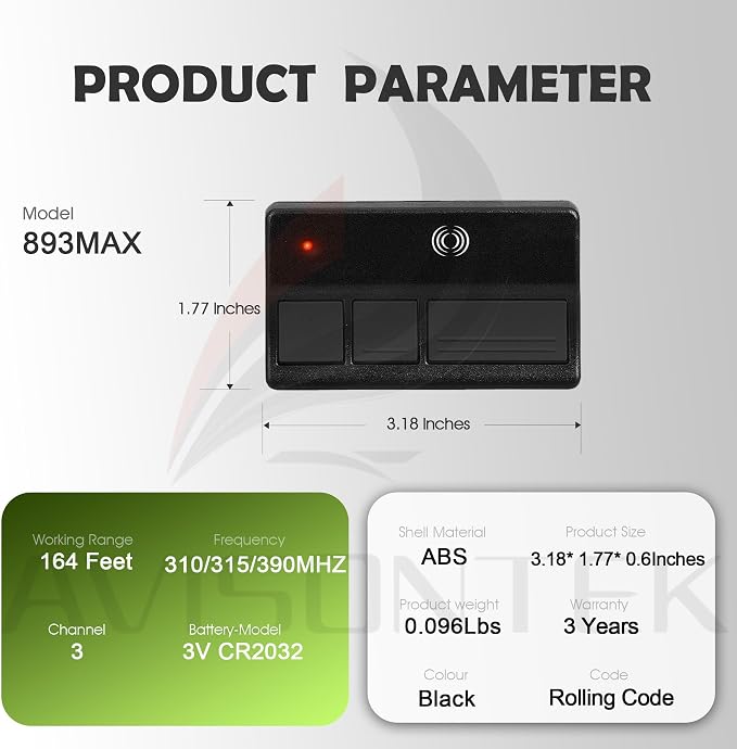 Avisontek 2-Pack for LiftMaster Universal Garage Door Opener Remote 371LM 373LM - Image 7