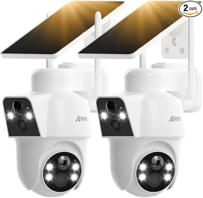 ANRAN 2 Pack Dual-Lens Solar Security Camera Wireless Outdoor by ANRAN