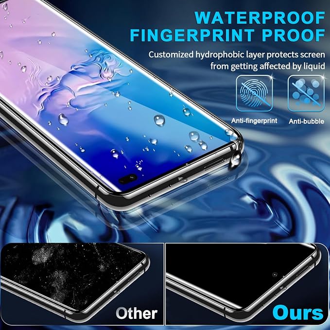 3 Pack Galaxy S10 Plus Screen Protector, HD Clear Tempered Glass, Fingerprint - Image 5