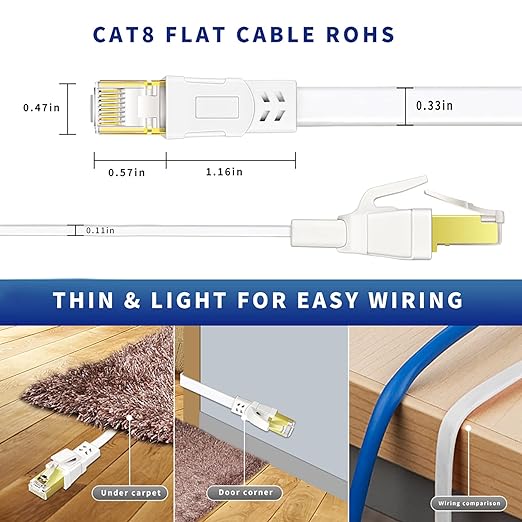 Cat 8 Ethernet Cable 40FT, High Speed Heavy Duty Cat8 Internet Ethernet Cable - Image 3