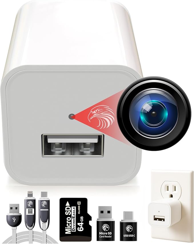 Premium Plug-in Dome Cam, 1080p Full HD Always-On, Motion Detection, No WiFi by DIVINEEAGLE