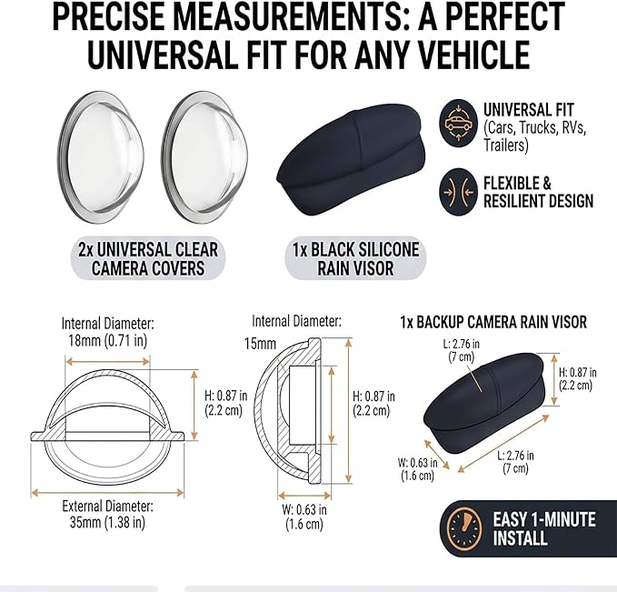 Universal Backup Camera Rain Shield, Debris Protector & Clear Lens Cover Combo - Image 3