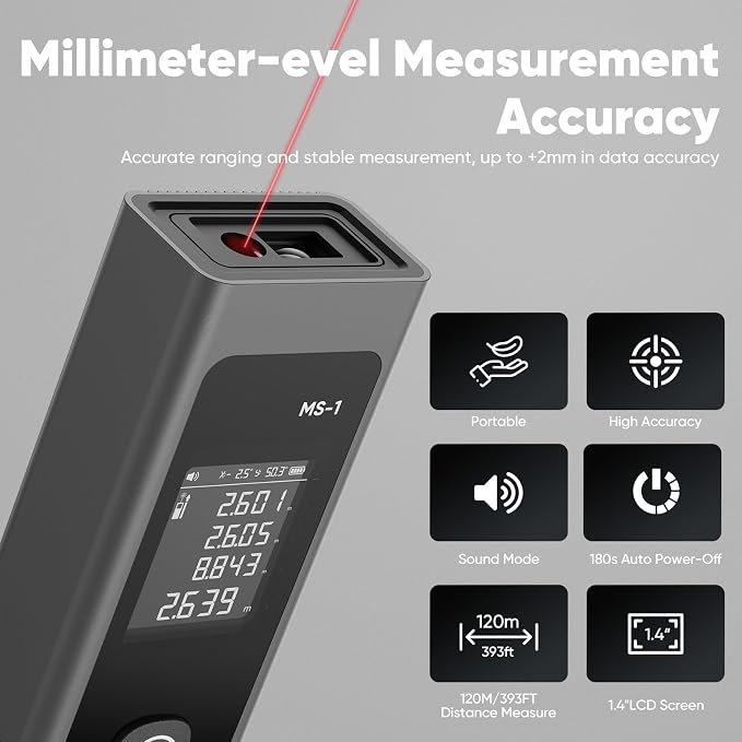Laser Measure - 393 FT Laser Distance Meters, Type-C Rechargeable Laser - Image 2
