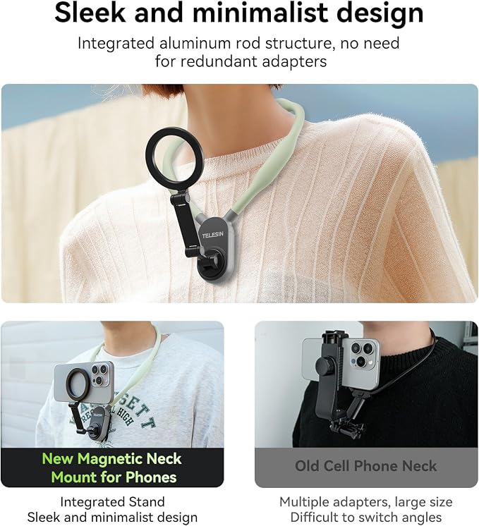 TELESIN Magnetic Neck Mount for Phones, Cell Phone Holder Stand Hanging on Neck - Image 5