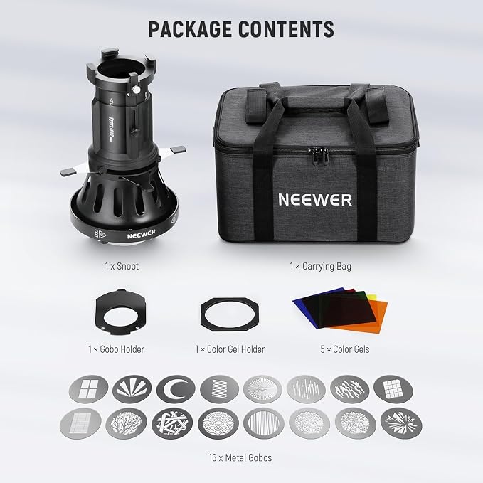 NEEWER Spotlight Snoot with 40° Projection Lens, Adjustable Focus, 16 Metal - Image 9