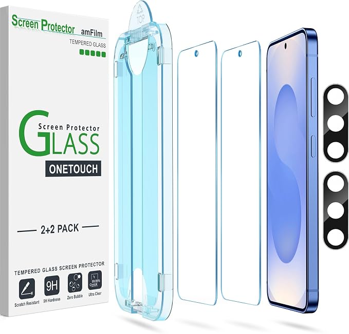 amFilm Auto-alignment OneTouch for Samsung Galaxy S25 6.2'' Screen Protector + by amFilm