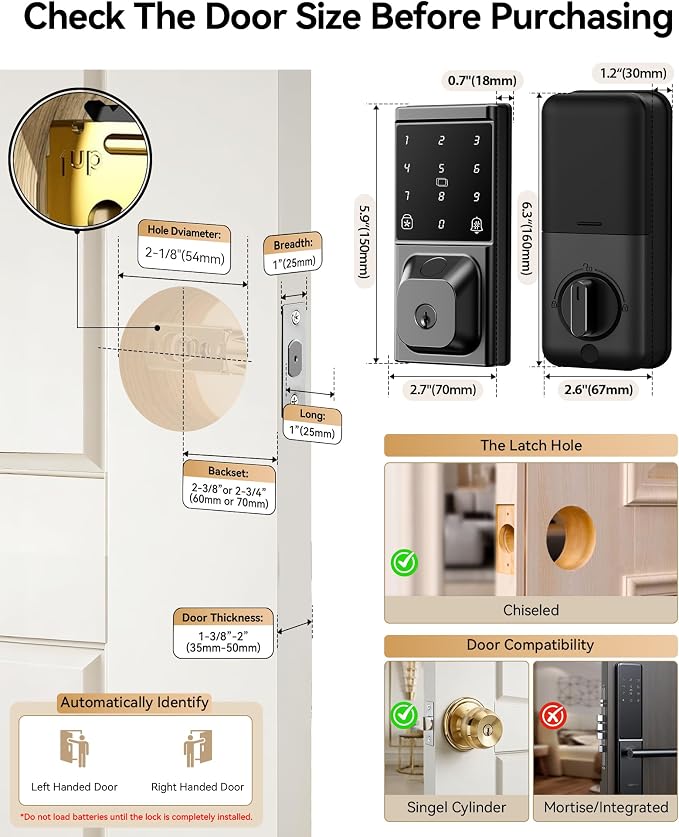Smart Deadbolt Lock, Keyless Entry Door Lock, Fingerprint, Electronic - Image 8