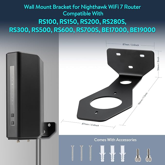 Wall Mount Bracket for Nighthawk WiFi 7 Router, Aluminum Alloy Wall Mount - Image 3