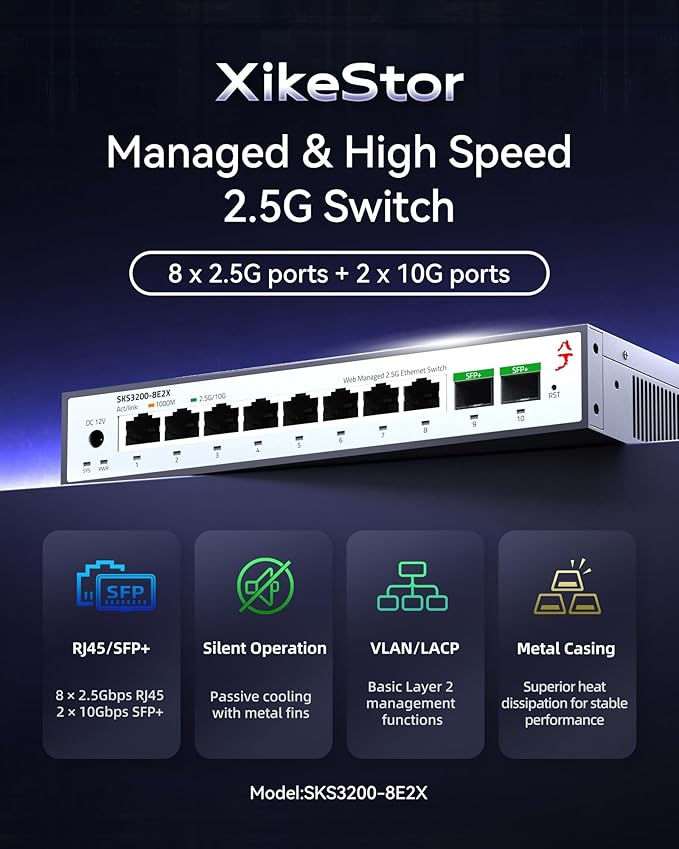 10-Port 2.5G Web Managed Ethernet Switch, Support LACP/VLAN/QoS/STP/IGMP - Image 2