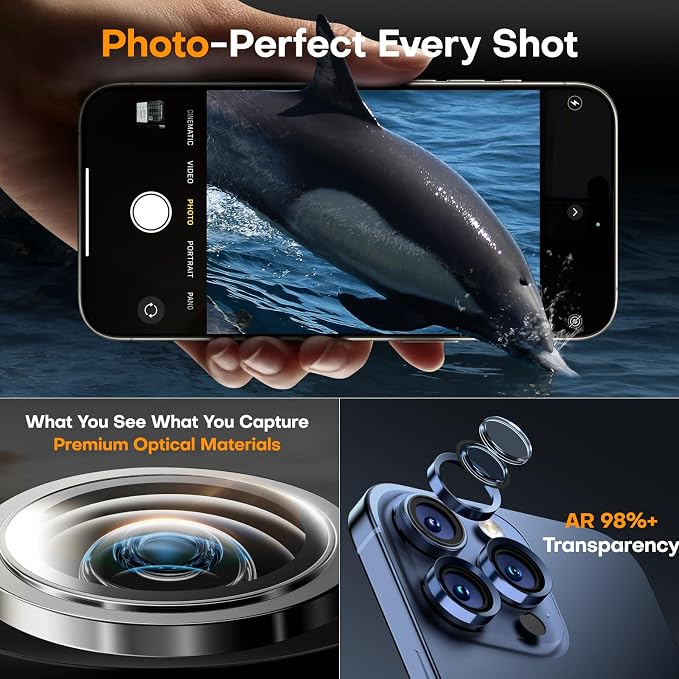 for iPhone 15 Pro/15 Pro Max Camera Lens Protector, Tempered Glass Screen - Image 5
