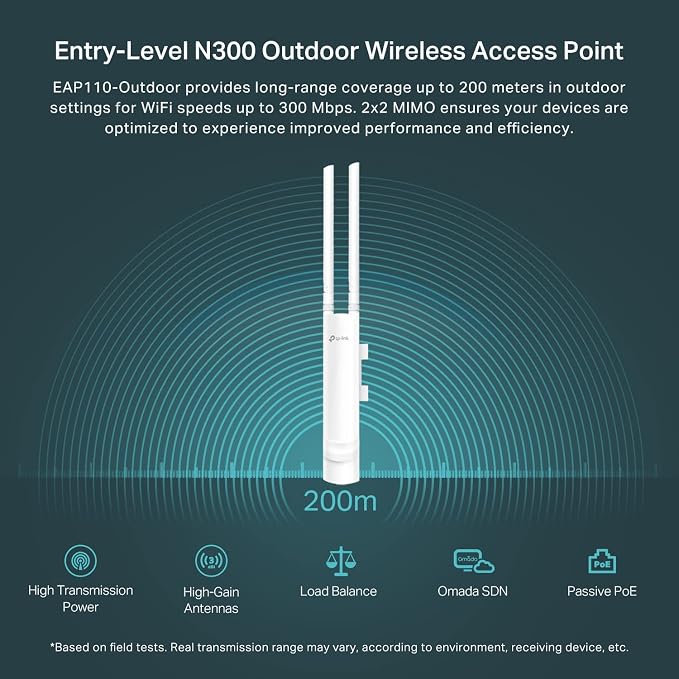 TP-Link EAP110-Outdoor V3, Omada N300 Wireless Outdoor Access Point, WiFi - Image 3