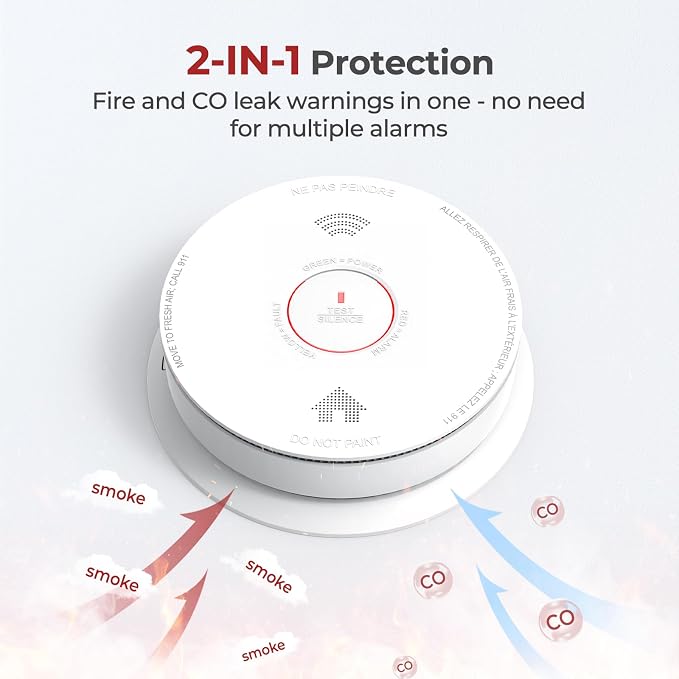Smoke Detector Carbon Monoxide Detector Combo 10 Year Battery - Image 5