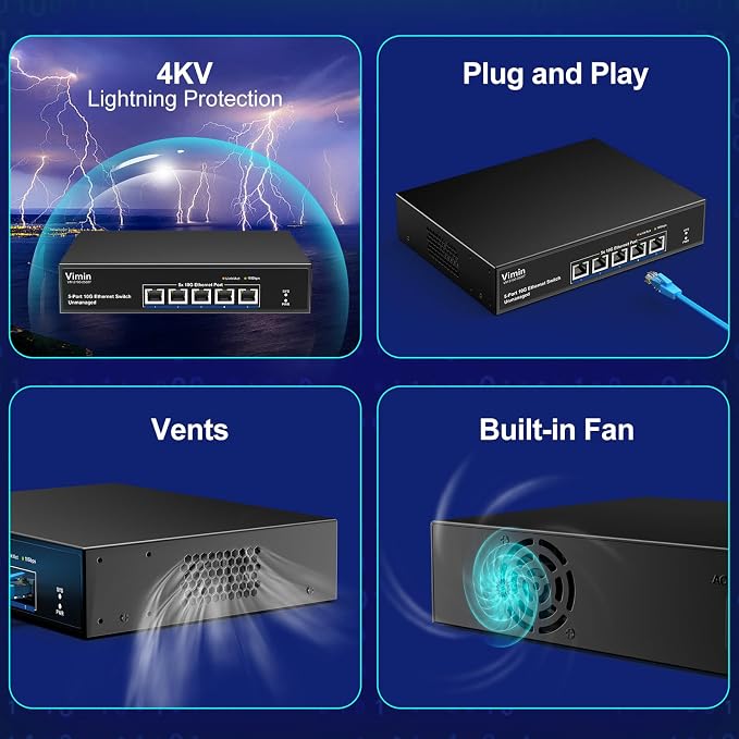 5 Port 10G Ethernet Switch, 10Gbe Network Switch - Image 6