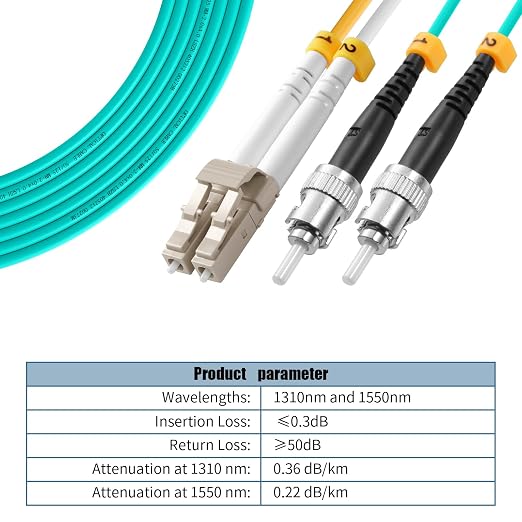 Fibergaga-OM3 LC to ST Multi-Mode Fiber Patch Cable, Duplex 50/125µm 10G/40G - Image 3
