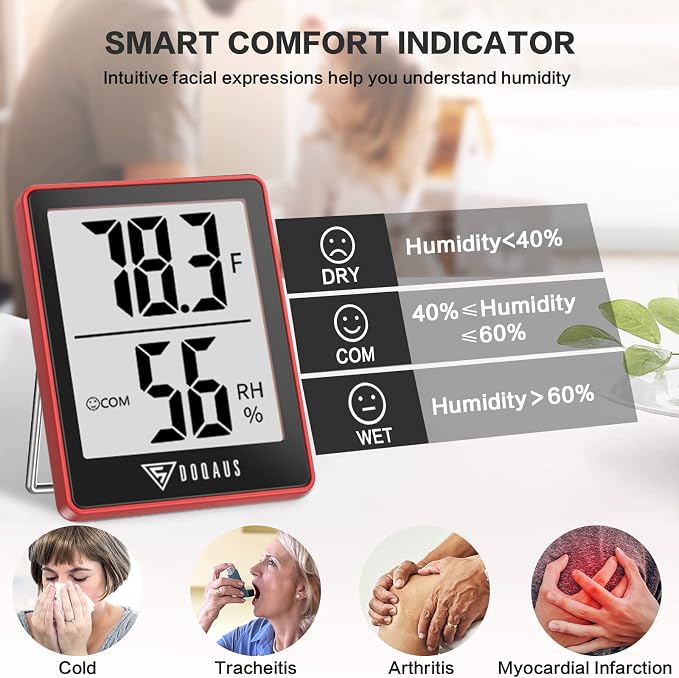 DOQAUS Digital Hygrometer Indoor Thermometer Humidity Gauge Room Thermometer - Image 3