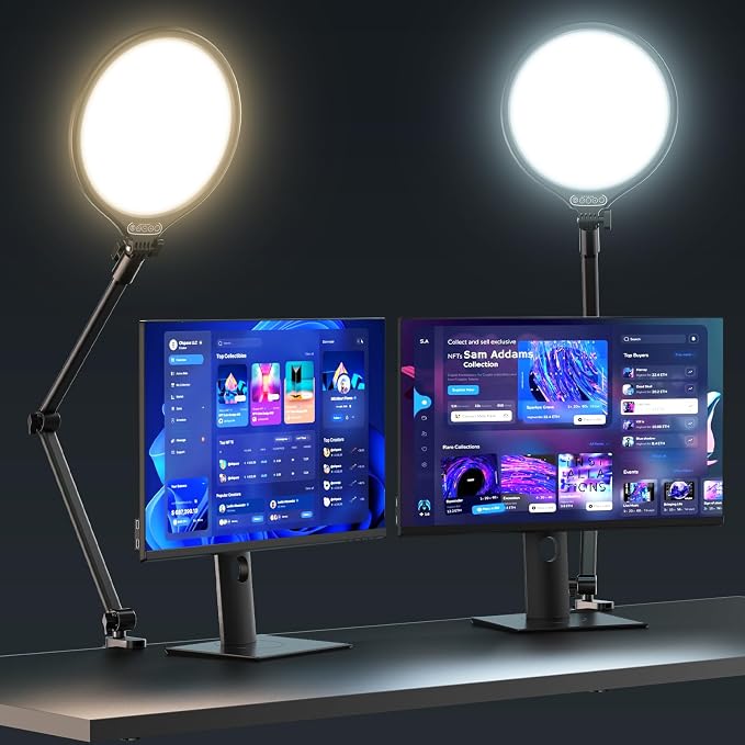 UBeesize 10" Key Light for Streaming, Desk Ring Light by UBeesize