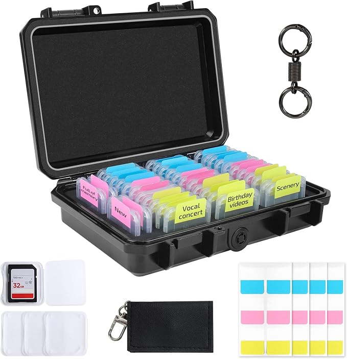 37 Slots Memory Card Case & 37 Transparent Card Cases & 60 Visual Sticky Notes by Micscrew