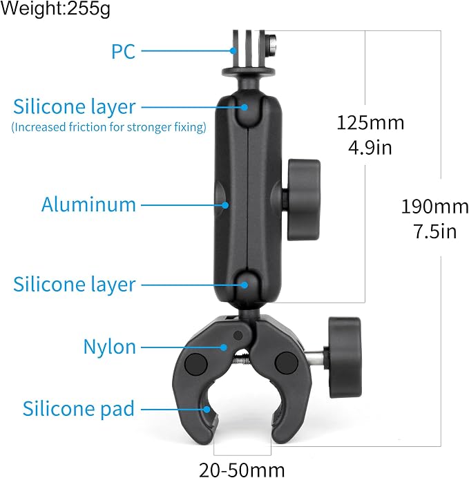 SOONSUN Super Clamp Mount with Dual 360° Ball Heads & Phone Holder, Heavy-Duty - Image 2