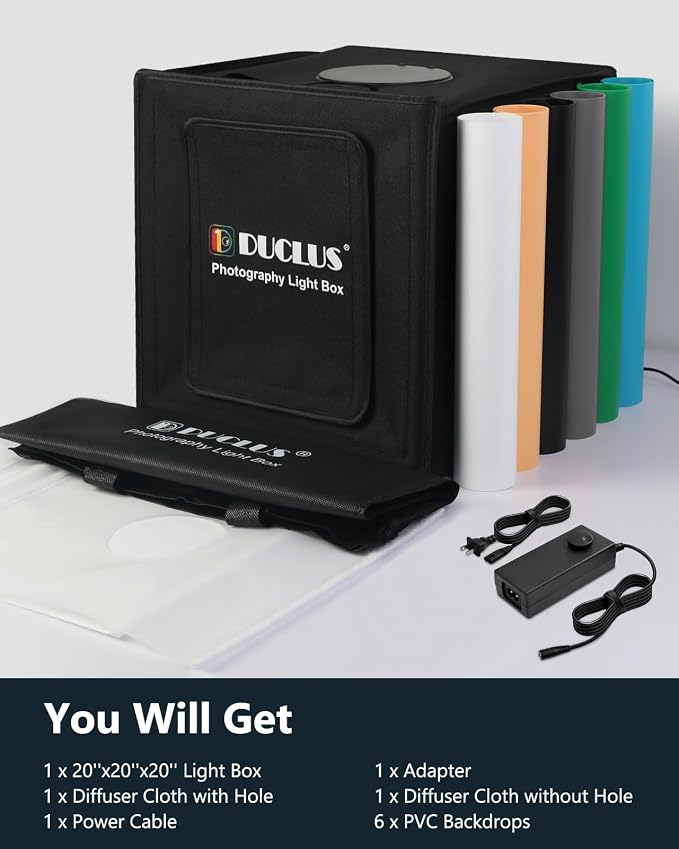 DUCLUS Light Box Photography 20" x 20", Large Portable Photo Studio Light Tent - Image 8