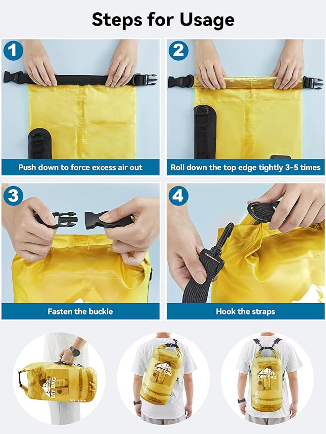 HEETA Dry Bag Waterproof for Women Men, 5L/10L/20L/30L/40L Roll Top Lightweight - Image 5