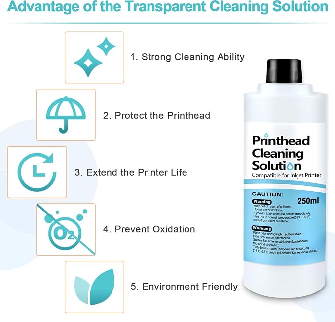 Printhead Cleaning Kit for Epson, 250mL Printer Cleaning Kit for Inkjet Printer - Image 6