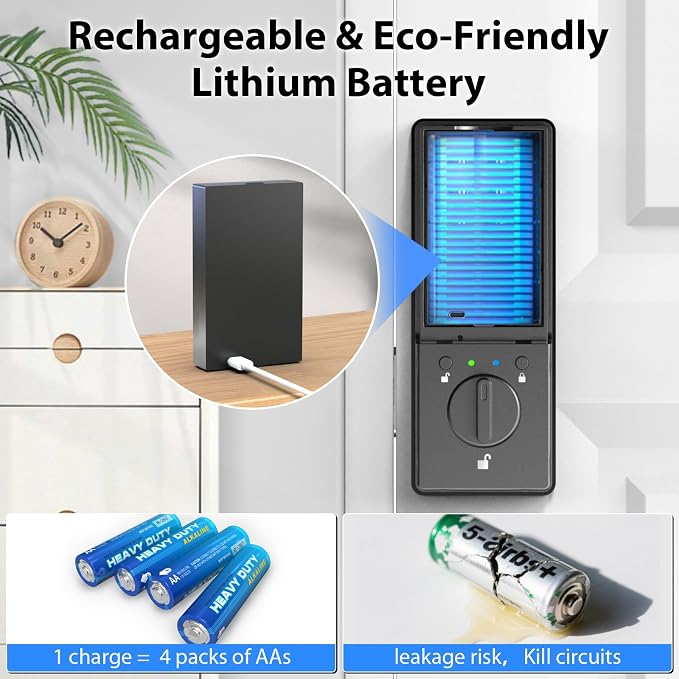 eLinkSmart Palm Vein Smart Door Lock Built-in WiFi, 6 in 1 Keyless Entry Door - Image 3