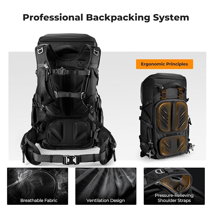 K&F CONCEPT Camera Backpack, 40L Large Capacity Camera Bag, Waterproof DSLR - Image 3