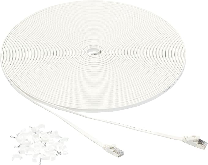Amazon Basics RJ45 Cat 7 Ethernet Patch Cable, Includes 25 Nails, 100 Foot by AmazonBasics