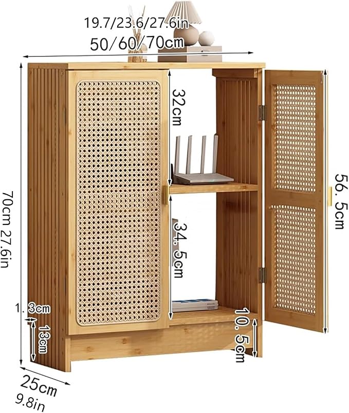 Rattan WiFi Router Storage Cabinet, Router Storage Box, Bamboo Accent Floor - Image 2