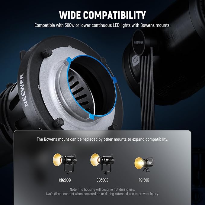 NEEWER Spotlight Snoot with 40° Projection Lens, Adjustable Focus, 16 Metal - Image 8