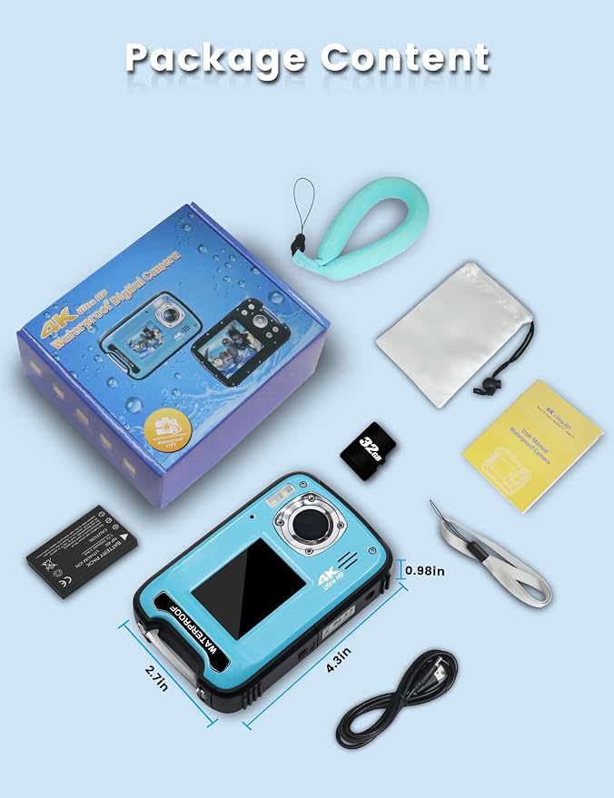 Underwater Camera 4K 48MP Autofocus Selfie Dual Screen Waterproof Camera - Image 7