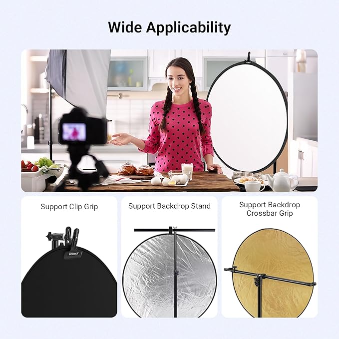 NEEWER 43 Inch/110 Centimeter Light Reflector Diffuser 5 in 1 Collapsible Multi - Image 4