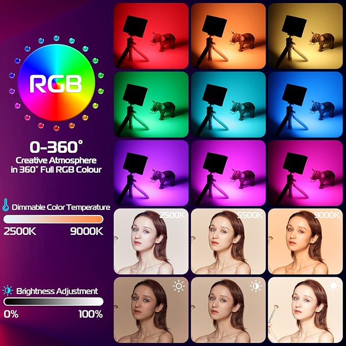 ULANZI LT002 RGB Video Light, Portable LED Camera Light Panel 0-360 Full Color - Image 2
