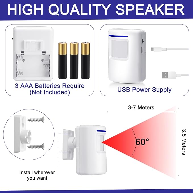 Mimorou Motion Sensor Alarm Wireless Driveway Alarm Indoor Home Motion Detector - Image 3