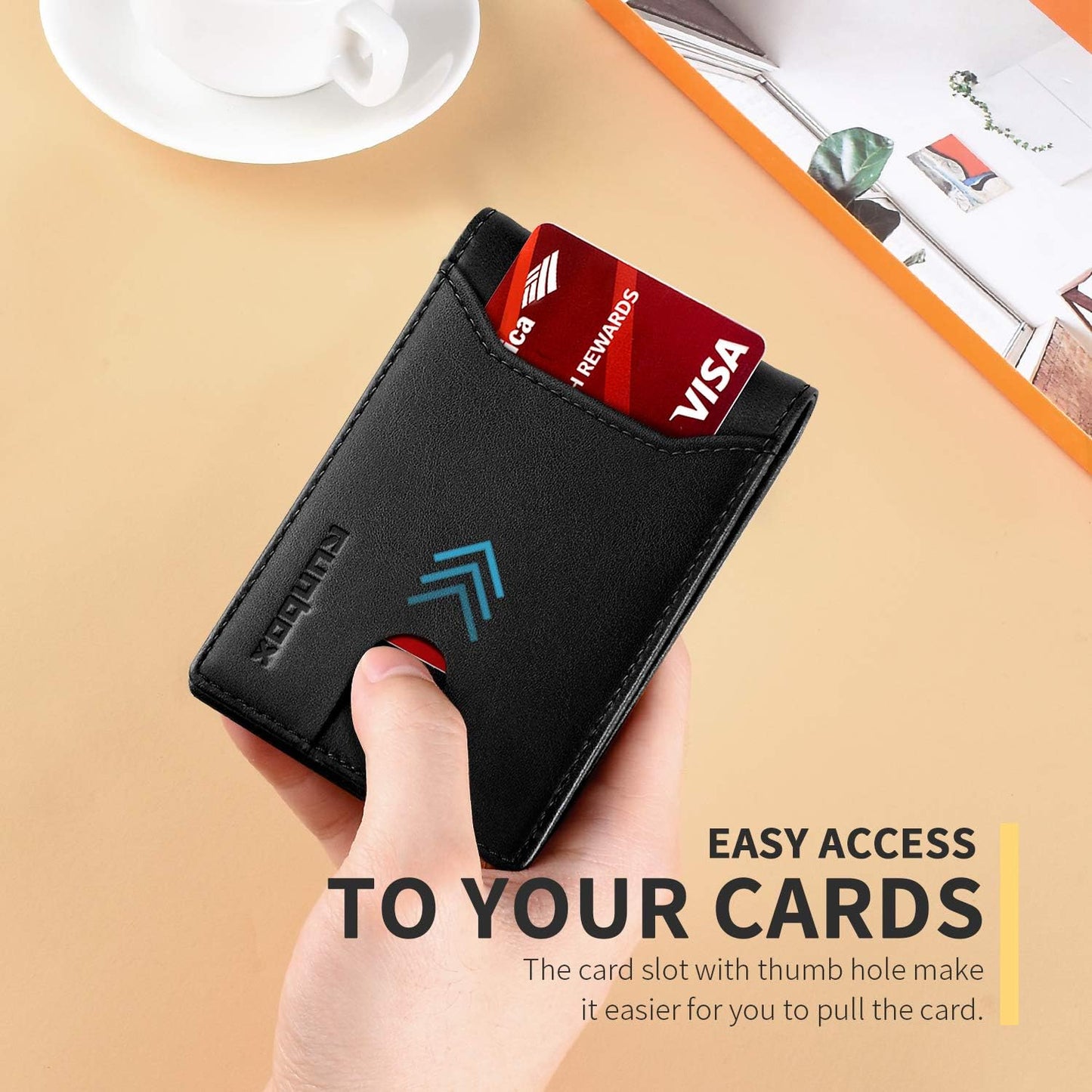 RUNBOX Novelty Wallet for Men Slim 11 Credit Card Holder Slots Leather RFID Blocking Small Thin Men's Wallet Bifold Minimalist Front Pocket Large Capacity Gift Box