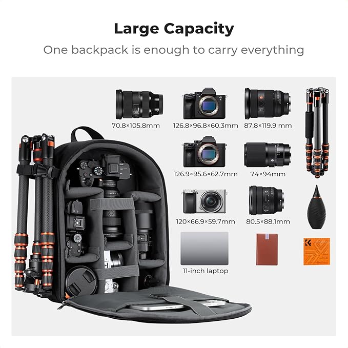 K&F CONCEPT Lightweight Camera Backpack Bag, Professional Photography Bag - Image 3