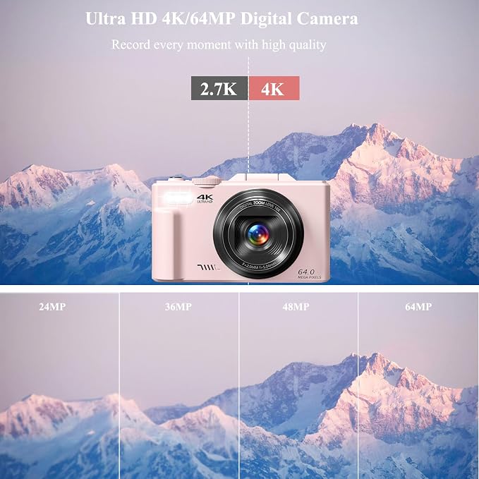 4K Digital Camera for Photography, 64MP Vlogging Camera for YouTube, WiFi Vlog - Image 2