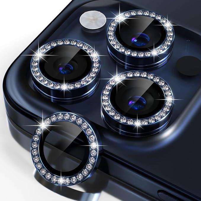 Misea Compatible for iPhone 15 Pro/iPhone 15 Pro Max Camera Lens Protector Bling by Misea
