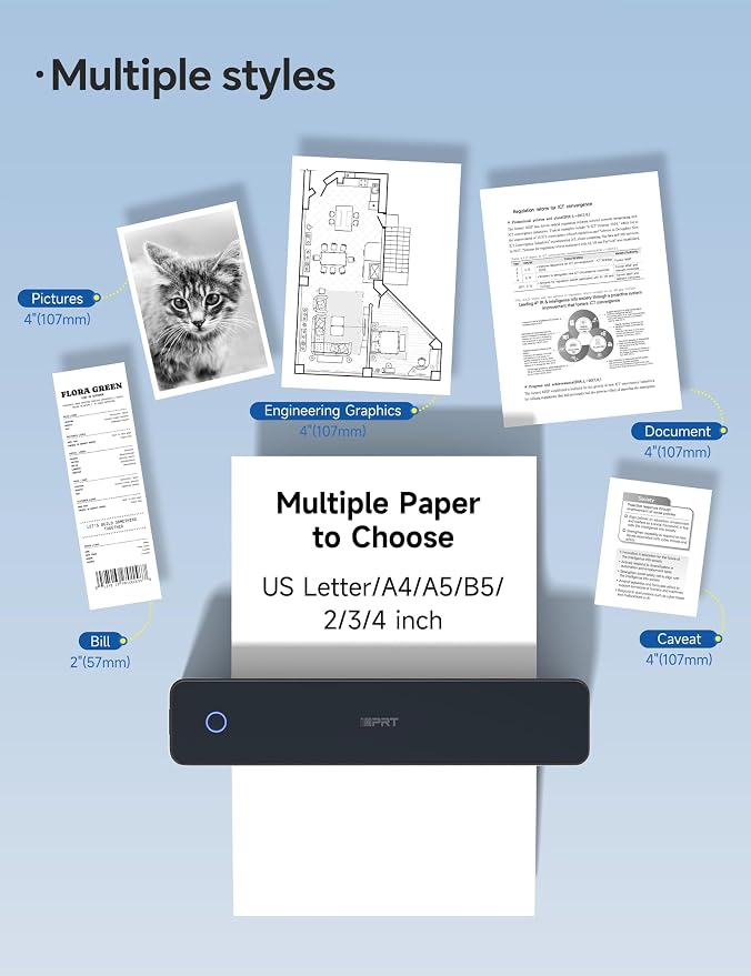 iDPRT MT610 Portable Thermal Printer, 203DPI Mobile-Travel-Printers, - Image 3