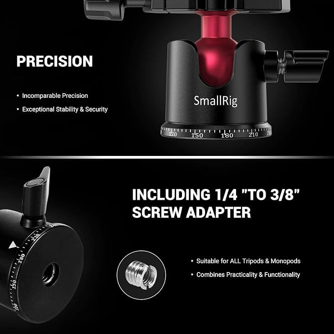 SmallRig Mini Ball Head, Tripod Head Camera 360° Panoramic - Image 3