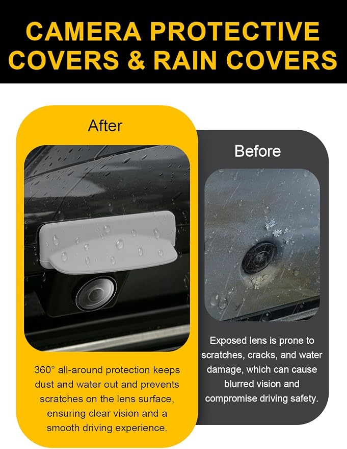 Car Camera Lens Protector 4-Pack + Backup Camera Rain Shield 2-Pack, - Image 4